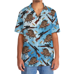 Hog Hunting Blue Hawaiian Shirt