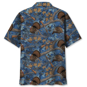 Blue Wild Turkey Hunting Hawaiian Shirt