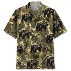 Camouflage Black Bear Hunting Hawaiian Shirt