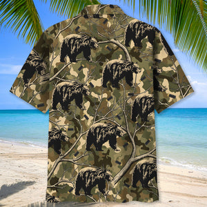 Camouflage Black Bear Hunting Hawaiian Shirt