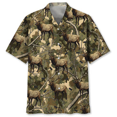 Camouflage Elk Hunting Hawaiian Shirt