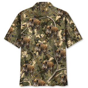 Camouflage Wild Boar Hunting Hawaiian Shirt