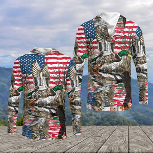 America Mallard Duck Hunting Camo All Over Print Shirt