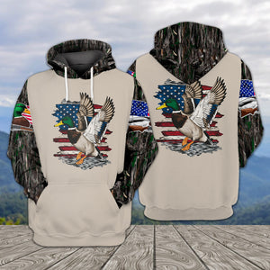 Vintage Mallard Duck Hunting Camo All Over Print Shirt