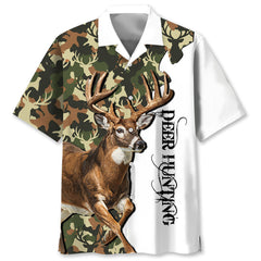 White Camo Deer Hunting Hawaiian Shirt