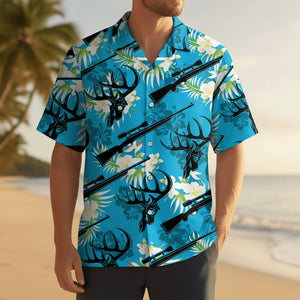 Deer Hunting Hibiscus Hawaiian Shirt