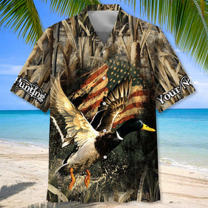 Custom Name America Duck Hunting Hawaiian Shirt