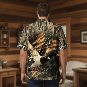 Custom Name America Duck Hunting Hawaiian Shirt
