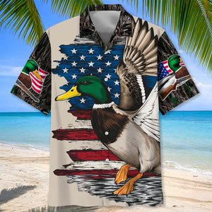 Vintage Mallard Duck Hunting Camo Hawaiian Shirt