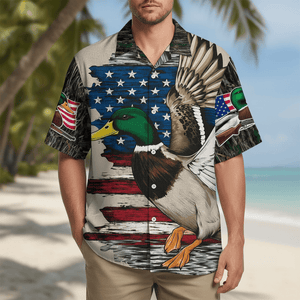 Vintage Mallard Duck Hunting Camo Hawaiian Shirt