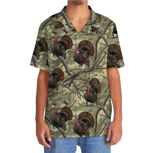 Vintage Wild Turkey Hunting Camouflage Hawaiian Shirt