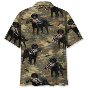 Black Labrador Retriver Duck Hunting Camouflage Hawaiian Shirt
