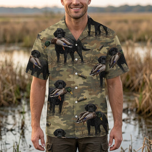 Black Labrador Retriver Duck Hunting Camouflage Hawaiian Shirt