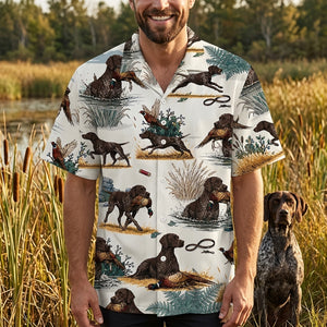 Solid Liver German Shorthaired Pointer Pheasant Hunting Hawaiian Shirt