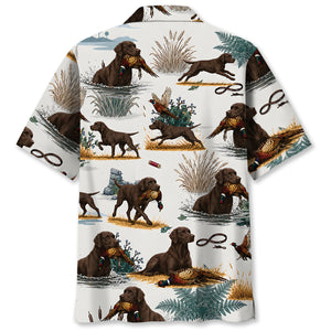 Chocolate Labrador Retriever Pheasant Hunting Hawaiian Shirt