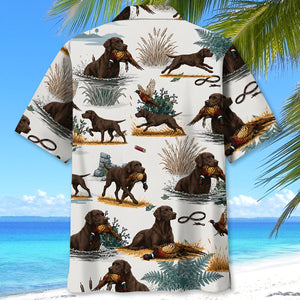 Chocolate Labrador Retriever Pheasant Hunting Hawaiian Shirt