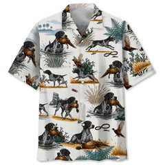 Black & White German Shorthaired Pointer Pheasant Hunting Hawaiian Shirt