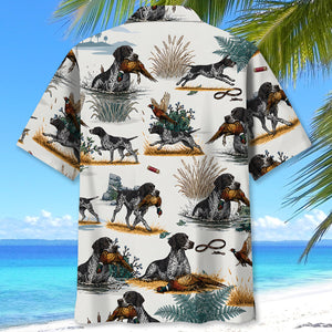 Black & White German Shorthaired Pointer Pheasant Hunting Hawaiian Shirt