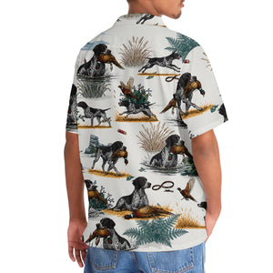 Black & White German Shorthaired Pointer Pheasant Hunting Hawaiian Shirt