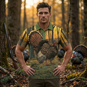 Wild Turkey In The Forest Men Polo Shirt