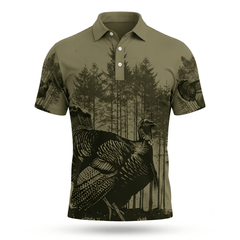 Black Moss Turkey Hunting Men Polo Shirt
