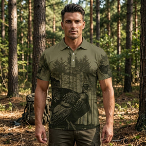 Black Moss Turkey Hunting Men Polo Shirt