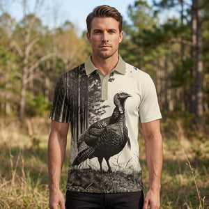 Wild Turkey Hunting Vintage Men Polo Shirt