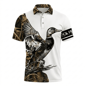 Vintage Graphic Duck Hunting Men Polo Shirt