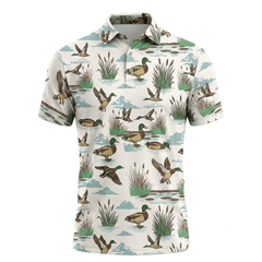 Mallard Duck Hunting Vintage Men Polo Shirt