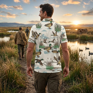 Mallard Duck Hunting Vintage Men Polo Shirt