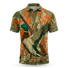 Custom Name Vintage Duck Hunting Men Polo Shirt