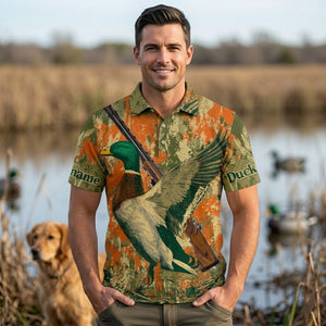 Custom Name Vintage Duck Hunting Men Polo Shirt