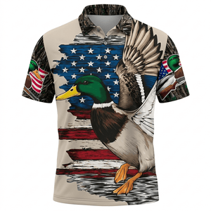 Vintage Mallard Duck Hunting Camo Men Polo Shirt