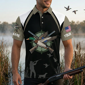 Custom Name United States Duck Hunting Men Polo Shirt