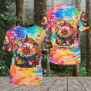 Live For The Moments Compass Flower All Over Print Shirt