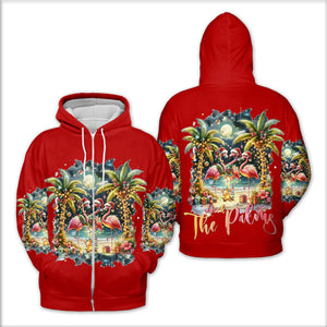 Christmas Deck The Palms Flamingo All Over Print Shirt