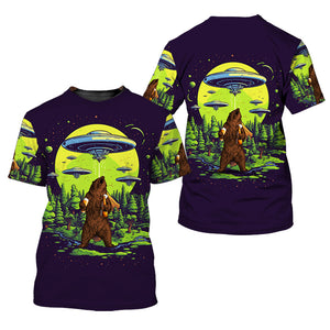 Funny Grizzly Bear Drinking All Over Print Shirt