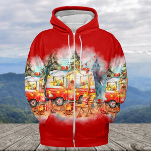 Red All I Want For Christmas Is Camping All Over Print Shirt