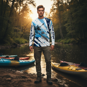 Custom Name Kayaking Blue All Over Print Shirt