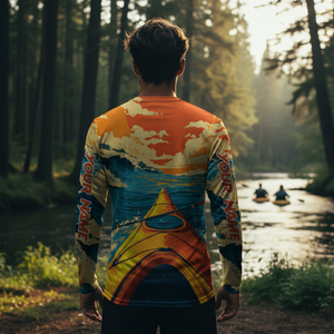 Custom Name Sunset Kayaking Scene All Over Print Shirt