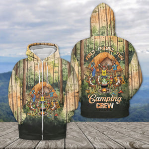 Friends, Fires, Fun Camping Crew Deer All Over Print Shirt