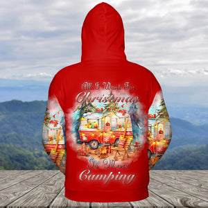 Red All I Want For Christmas Is Camping All Over Print Shirt