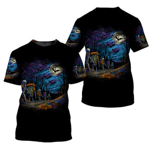 Skeleton Trekking Adventure Night Halloween All Over Print Shirt