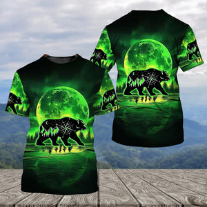 Bear Green Moonlit Art All Over Print Shirt