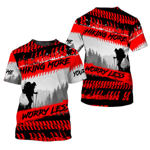 Custom Name Hiking More Worry Less Black Red All Over Print Shirt