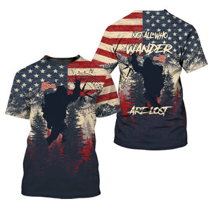 Vintage Patriotic Bigfoot Not All Who Wander All Over Print Shirt