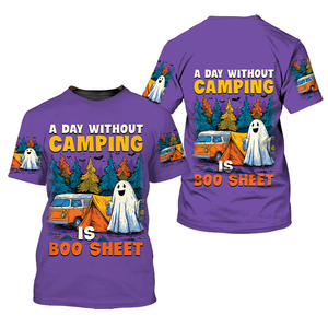 Halloween Camping Ghost – A Day Without Camping Is Boo Sheet All Over Print Shirt