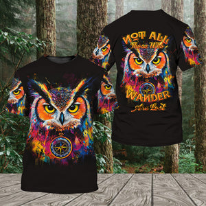 Not All Who Wander Are Lost Owl All Over Print Shirt