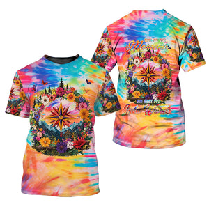 Live For The Moments Compass Flower All Over Print Shirt