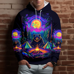 Camping Night With Bear All Over Print Shirt